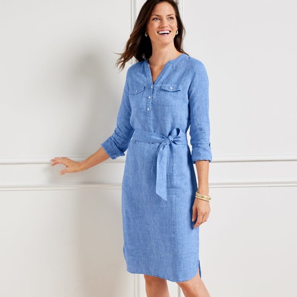 NWT: Talbots Linen Popover Shirtdress - Cross-Dye with Belt - Picture 1 of 2
